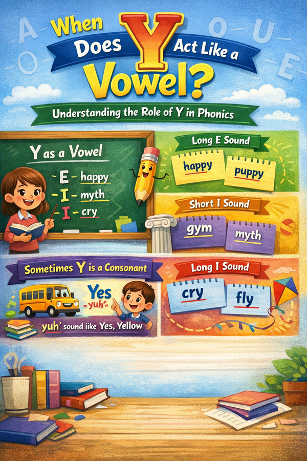 Y as a Vowel Word List for Teachers